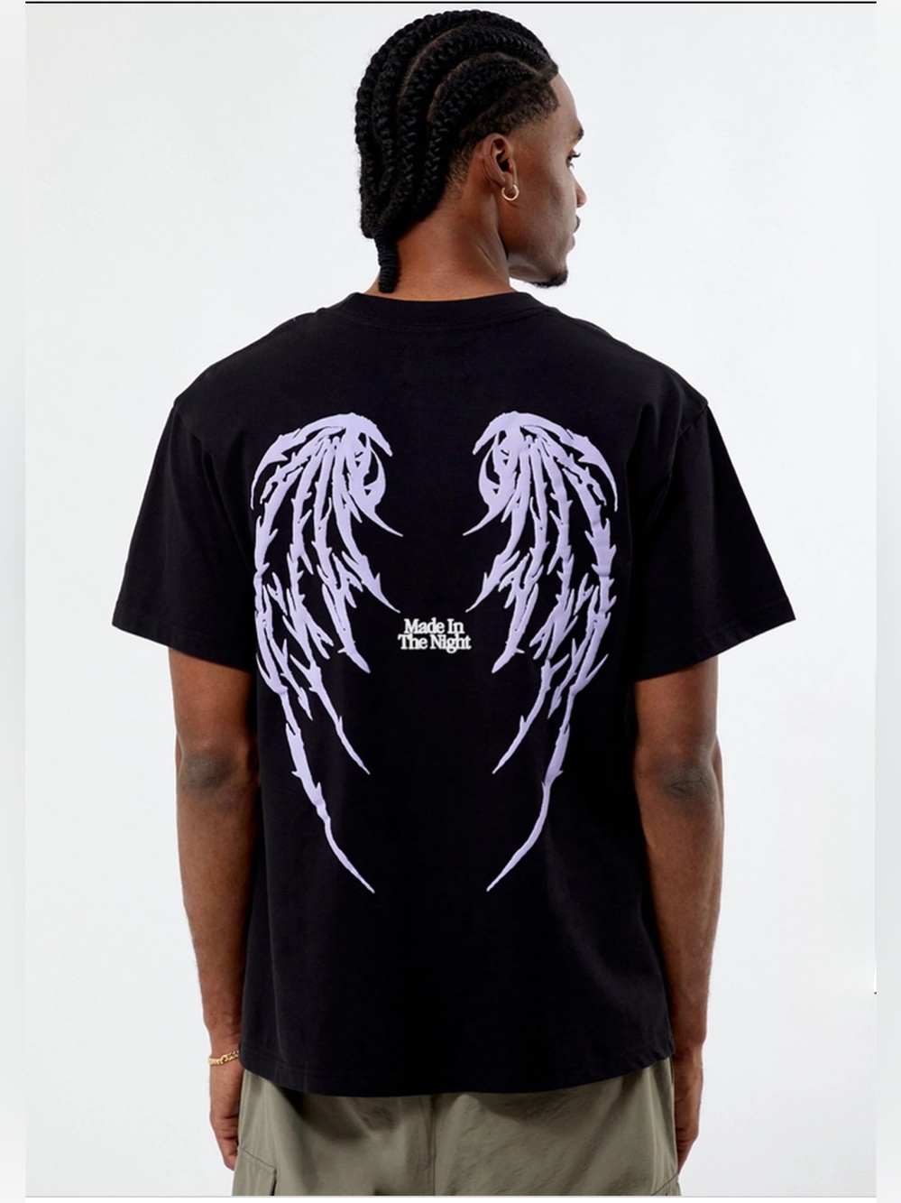 PacSun Nightlab NL25h Made In The Night Graphic T-Shirt Black Purple Wings Small